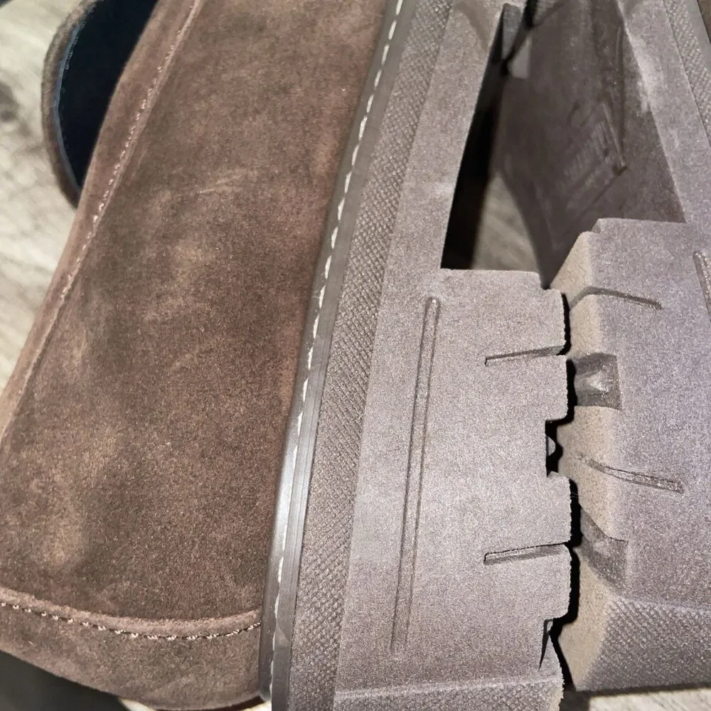 La Canadienne Suede Leather Lug Sole Platform Italy Penny Loafer Brown 10 VNC